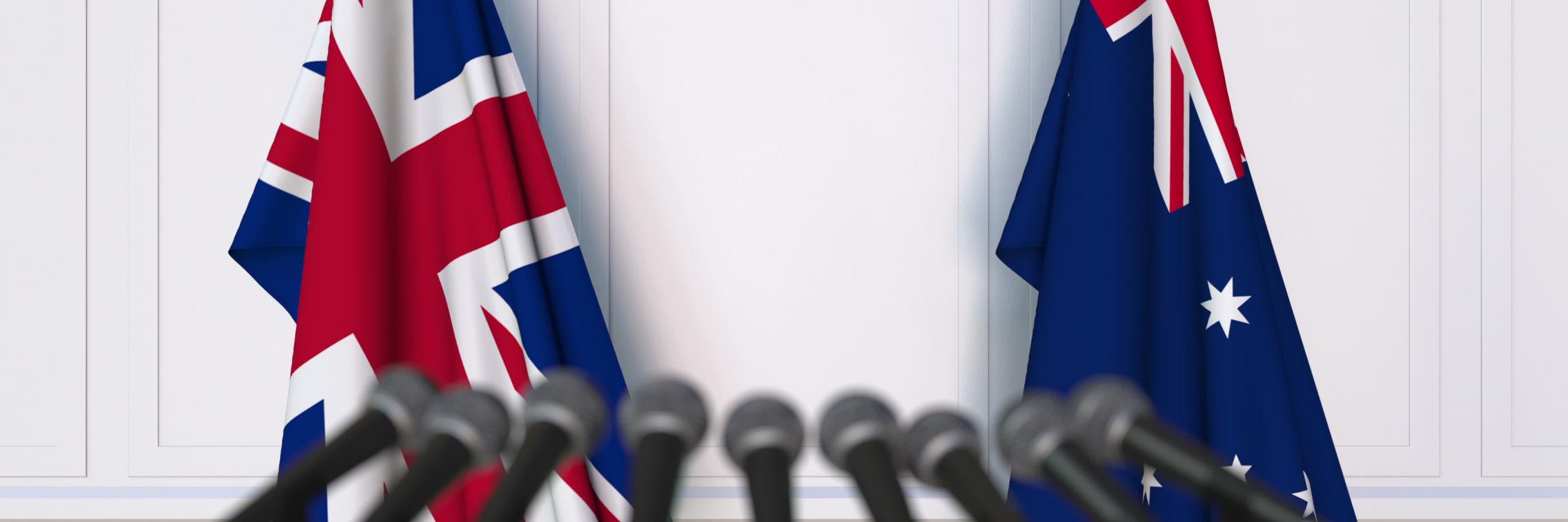 UK AUS flags podium