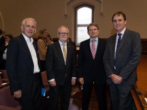 Richard Pomfret,Breandán Ó Caollaí (Ambassador of Ireland), Michael Pulch (EU Ambassador) and Anthony Elliott (Executive Director, Jean Monnet Centre of Excellence & Network, UniSA