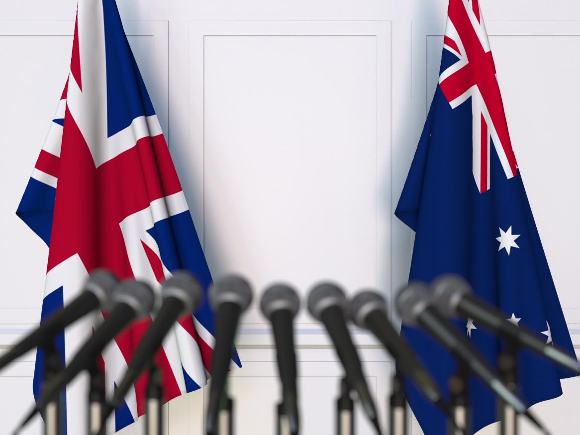 UK AUS flags podium